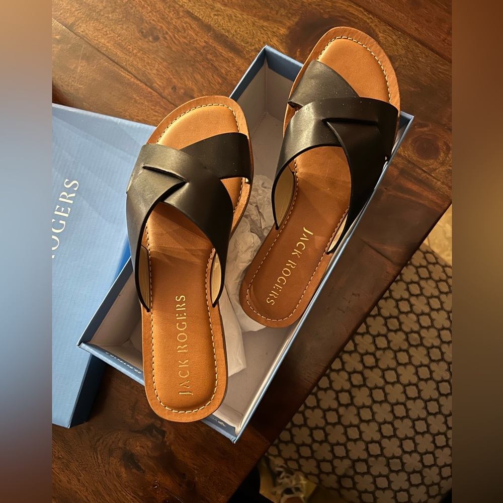 Jack Rogers Sloane Leather Sandal in black